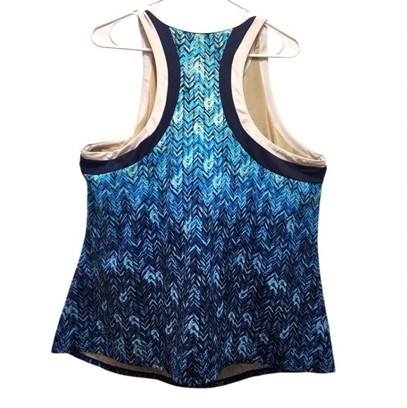 Swimsuits For All Blue Chevron Herringbone Design Tankini Top Plus Sz 24 Modest - Picture 2 of 6